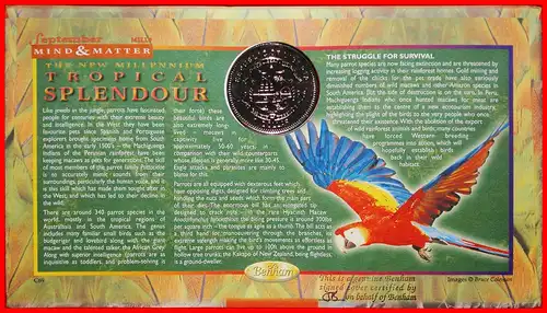 * GROSSBRITANNIEN: LIBERIA ★ 1 DOLLAR 1996 PAPAGEI NUMISBRIEF! UNGEWÖHNLICH ECHTHEITSZERTIFIKAT!  * GREAT BRITAIN: LIBERIA ★ PARROT NUMISLETTER! COA UNCOMMON! MILLENNIUM!  