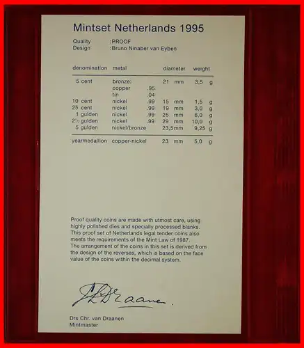 * BEATRIX (1980-2013): NIEDERLANDE ★ PP KURSMÜNZENSATZ 1995 (6 MÜNZEN + SÜD-HOLLAND) VERÖFFENTLICHT WERDEN! * NETHERLANDS ★ PROOF SET + MEDAL SOUTH HOLLAND ~ TO BE PUBLISHED! 