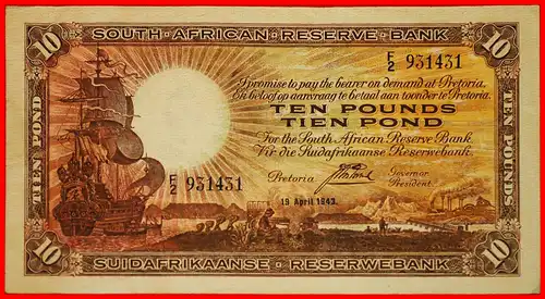 ~ 2 VERKAUFT SCHIFF: SÜDAFRIKA ★  10 PFUND 1943 RARITÄT! KNACKIG! GERADE VERÖFFENTLICHT! ~ 2 SOLD SHIP: SOUTH AFRICA ★RARITY! CRISP! JUST PUBLISHED!