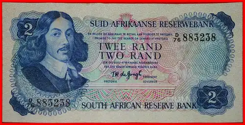~ JAN van RIEBEECK (1619-1677): SÜDAFRIKA ★ 2 RAND (1974) SPRINGBOCK 1974-1976! uKFR KNACKIG!  ~  SOUTH AFRICA ★