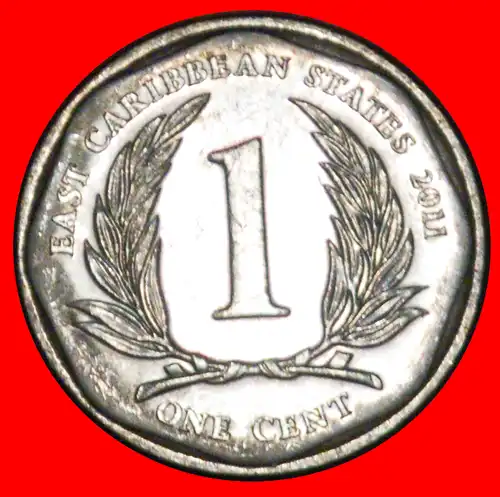 * RUNDEN (2002-2013): OSTKARIBISCHE STAATEN ★ 1 CENT 2011 STEMPEL 2+B VZGL STEMPELGLANZ! * ROUND: EAST CARIBBEAN STATES ★ DIES 2+B 