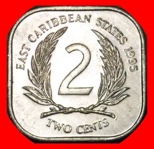 * GROSSBRITANNIEN (1981-2000): OSTKARIBISCHE STAATEN ★ 2 CENT 1995 uSTG STEMPELGLANZ! VIERECKIG!   * GREAT BRITAIN: EAST CARIBBEAN STATES ★ 