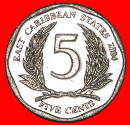 * RUNDEN (2002-2019): OSTKARIBISCHE STAATEN ★ 5 CENT 2004 STEMPEL 1+A uSTG STEMPELGLANZ! * ROUND: EAST CARIBBEAN STATES ★ DIES 1+A 