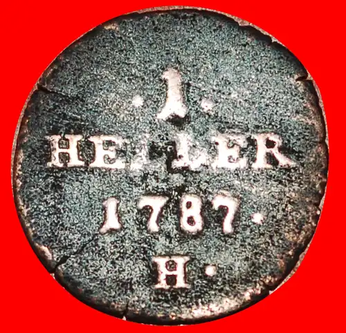 * TYP 1783-1792: VORDERÖSTERREICH ★ 1 HELLER 1787H UNVERÖFFENTLICHT! JOSEPH II. (1780-1790) *  FURTHER AUSTRIA ★ UNCOMMON! 