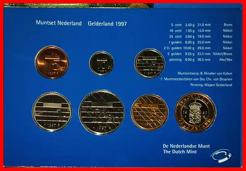 * BEATRIX (1980-2013):  NIEDERLANDE ★ FDC 1997 (6 MÜNZEN + MEDAILLE GELDERLAND)! VERÖFFENTLICHT WERDEN! *  NETHERLANDS ★  TO BE PUBLISHED!