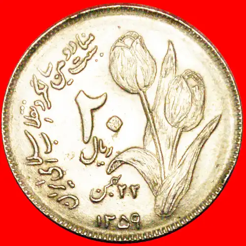 * TULIPS: IRAN ★ 20 RIALS 1359 (1980) UNGEWÖHNLICH!  * TULIPS: IRAN ★ 20 RIALS 1359 (1980) UNCOMMON!