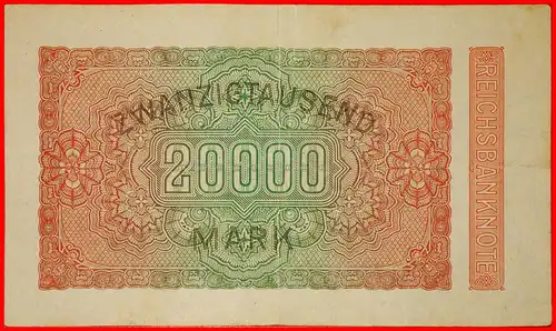 * REICHSBANKNOTE: DEUTSCHLAND ★ 20000 MARK 1923 HAKENSTERNE! KNACKIG!  *  GERMANY ★