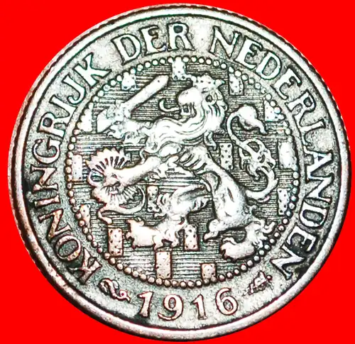 * RAMPANT LÖWE (1913-1941): NIEDERLANDE ★ 1 CENT 1916!  * NETHERLANDS ★ 