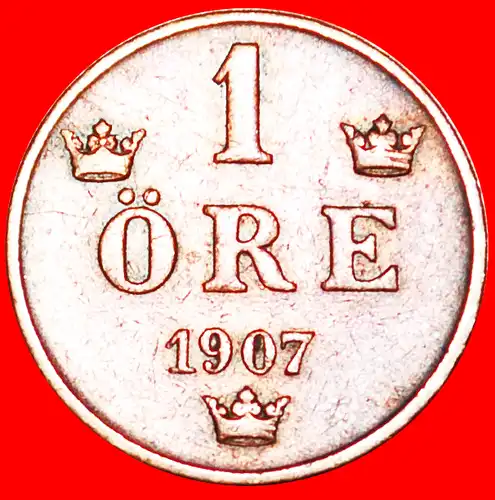 * 3 KRONEN: SCHWEDEN ★ 1 OERE 1907! OSKAR II. (1872-1907) * 3 CROWNS: SWEDEN ★