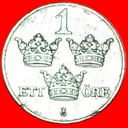 * 3 KRONEN: SCHWEDEN ★ 1 OERE 1913! GUSTAV V. (1907-1950)* 3 CROWNS: SWEDEN ★