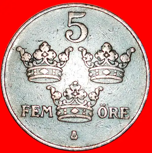 * 3 KRONEN: SCHWEDEN ★ 5 OERE 1923 UNGEWÖHNLICH! GUSTAV V. (1907-1950) * 3 CROWNS: SWEDEN ★