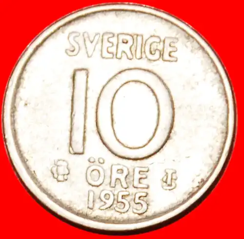 * SILBER: SCHWEDEN ★ 10 OERE 1955! *  SWEDEN ★SILVER