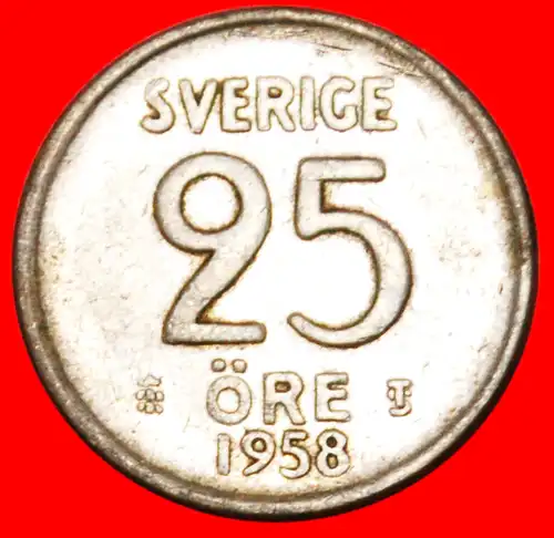 * SILBER: SCHWEDEN ★ 25 OERE 1958! *  SWEDEN ★SILVER