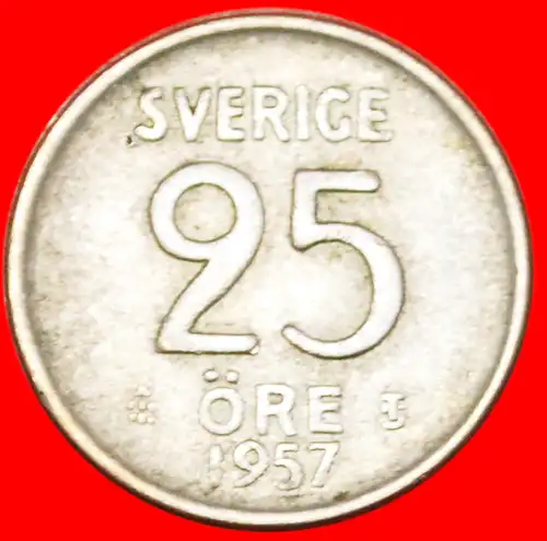 * SILBER: SCHWEDEN ★ 25 OERE 1957! *  SWEDEN ★SILVER