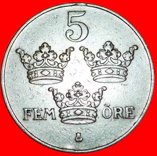 * 3 KRONEN: SCHWEDEN ★ 5 OERE 1925! GUSTAV V. (1907-1950) * THREE CROWNS: SWEDEN ★