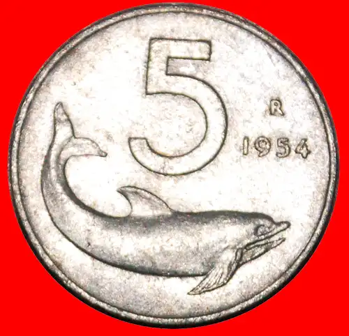 * DELFIN (1951-2001): ITALIEN ★ 5 LIRE 1954R BEIDE TYPEN!!! * DOLPHIN: ITALY ★ 5 LIRAS 1954R BOTH TYPES!!!