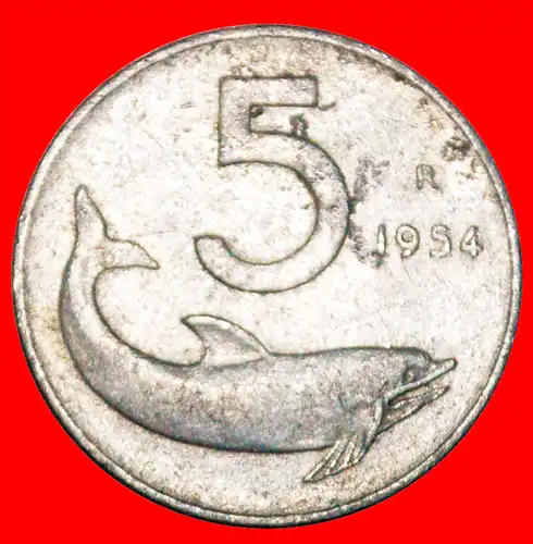 * DELFIN (1951-2001): ITALIEN ★ 5 LIRE 1954R BEIDE TYPEN!!! * DOLPHIN: ITALY ★ 5 LIRAS 1954R BOTH TYPES!!!