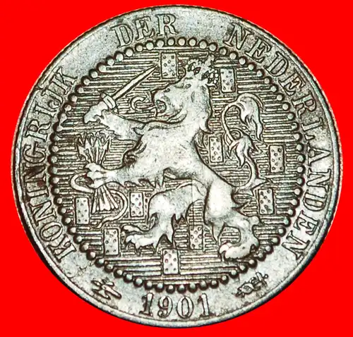 * WUCHERND LÖWE: NIEDERLANDE ★ 1 CENT 1901 KONINGRIJK! * RAMPANT LION: NETHERLANDS ★