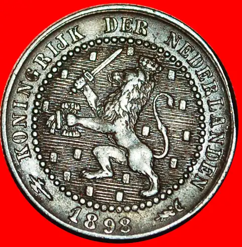 * WUCHERND LÖWE (1877-1900): NIEDERLANDE ★ 1 CENT 1898! WILHELMINA (1890-1948) * RAMPANT LION: NETHERLANDS ★ 