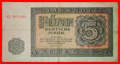 * KOMMUNISMUS: DEUTSCHLAND DDR★ 5 DEUTSCHE MARK 1955 UNGEWÖHNLICH!  * COMMUNISM: GERMANY GDR ★ UNCOMMON! 