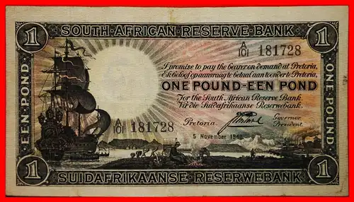 ~ SCHIFF (1928-1947): SÜDAFRIKA ★ 1 PFUND 1940 RARITÄT! VERÖFFENTLICHT WERDEN! ~ SHIP: SOUTH AFRICA ★ 1 POUND 1940 RARITY! TO BE PUBLISHED! 