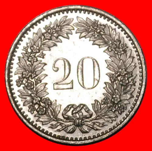 * FREIHEIT (1939-2022): SCHWEIZ ★ 20 RAPPEN 1977 STELPEL 1+A VZGL STEMPELGLANZ! * LIBERTY: SWITZERLAND ★20 RAPPEN 1977 DIES 1+A MINT LUSTRE!