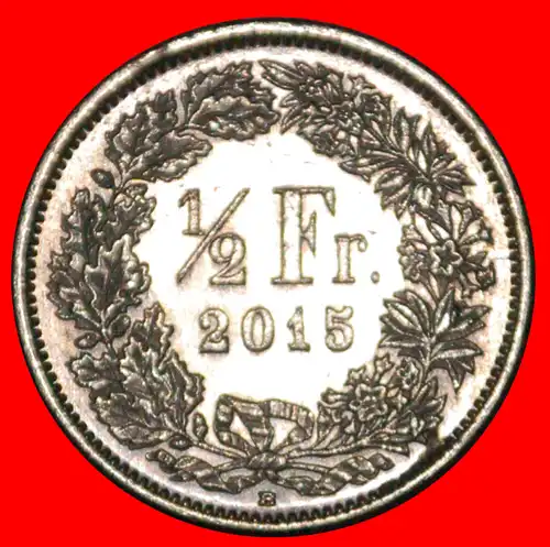 * MIT ZUSÄTZLICHEM STERN (1875-2022): SCHWEIZ ★ 1/2 FRANKEN 2015B VZGL STEMPELGLANZ! STELPEL 2+C!  * WITH STAR: SWITZERLAND ★ 1/2 FRANC 2015B MINT LUSTRE! DIES 2+C! 