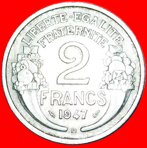 * FÜLLHÖHLE: FRANKREICH ★ 2 FRANC 1947B! * CORNUCOPIAS: FRANCE ★