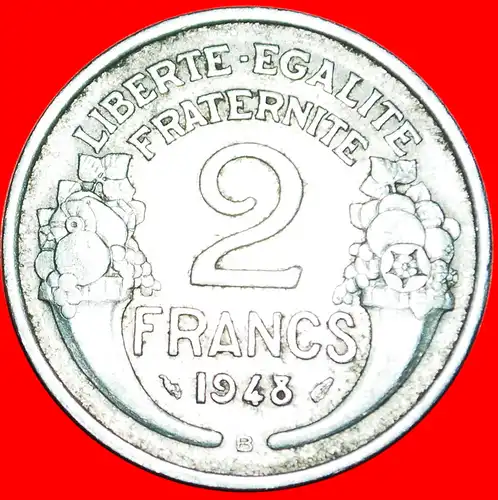 * FÜLLHÖHLE: FRANKREICH ★ 2 FRANC 1948B! * CORNUCOPIAS: FRANCE ★