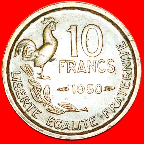 * HAHN (1950-1959): FRANKREICH★ 10 FRANC 1950! * COCK: FRANCE ★