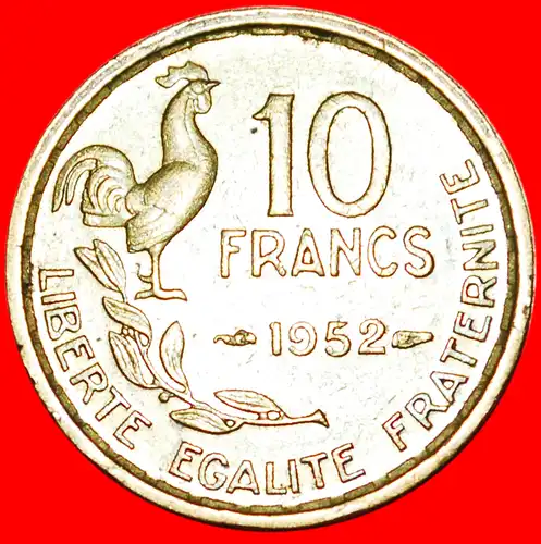 * HAHN (1950-1959): FRANKREICH★ 10 FRANC 1952! * COCK: FRANCE ★