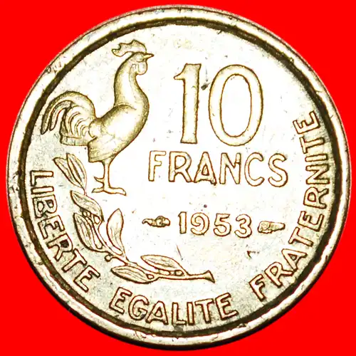 * HAHN (1950-1959): FRANKREICH★ 10 FRANC 1953! * COCK: FRANCE ★