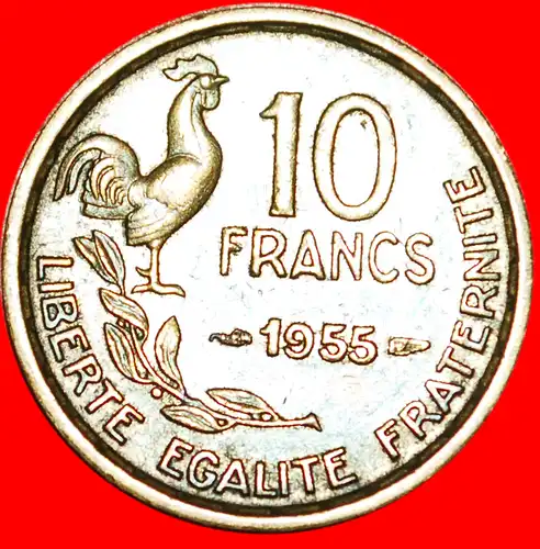 * HAHN (1950-1959): FRANKREICH★ 10 FRANC 1955! * COCK: FRANCE ★