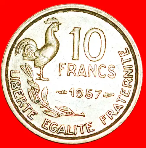 * HAHN (1950-1959): FRANKREICH★ 10 FRANC 1957! * COCK: FRANCE ★