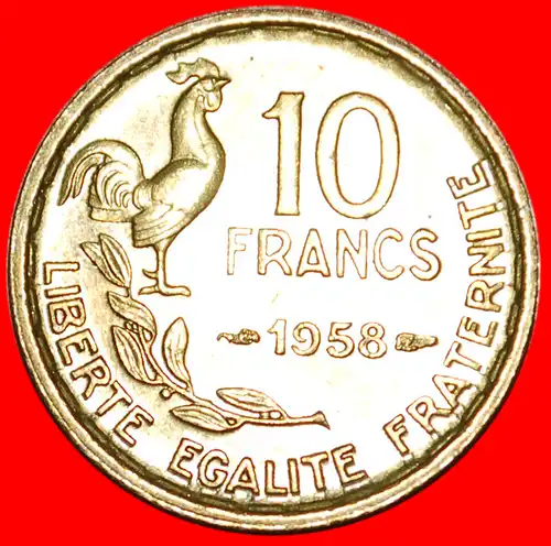 * HAHN (1950-1959): FRANKREICH★ 10 FRANC 1958! * COCK: FRANCE ★