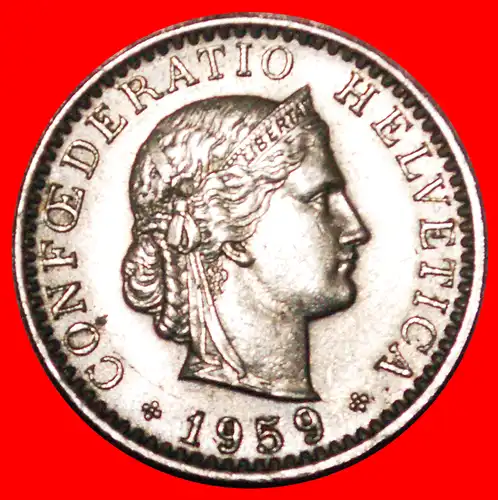 * FREIHEIT (1939-2022): SCHWEIZ ★ 20 RAPPEN 1959B STELPEL 1+A! * LIBERTY: SWITZERLAND ★