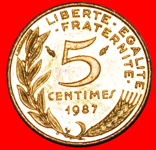 * MARIANNE (1966-2001): FRANKREICH ★ 5 CENTIMES 1987 uSTG STEMPELGLANZ!*  FRANCE ★