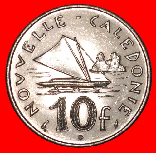 * FRANKREICH SCHIFF (1972-2005): NEUKALEDONIEN ★ 10 FRANCS 1977 DELPHIN! VZGL STEMPELGLANZ! * FRANCE SHIP: NEW CALEDONIA ★