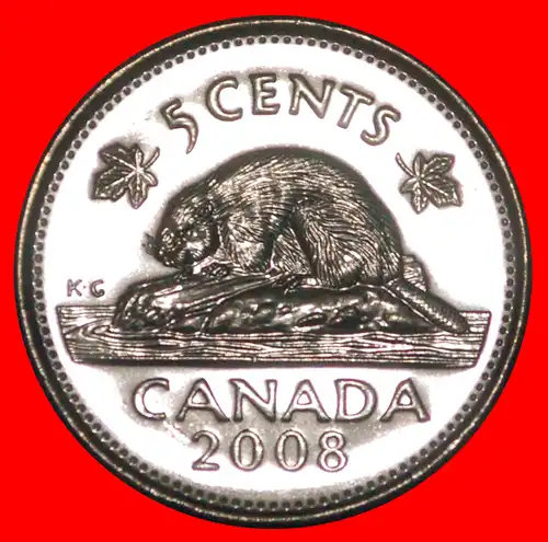 * BIBER (1937-2022): KANADA ★ 5 CENT 2008 STG STEMPELGLANZ! ELISABETH II. (1953-2022) * BEAVER: CANADA ★