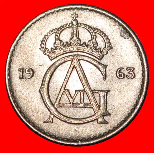 * MONOGRAMM (1962-1973): SCHWEDEN ★ 25 OERE 1963U uSTG STEMPELGLANZ! GUSTAV VI. ADOLF (1950-1973) * MONOGRAM): SWEDEN ★