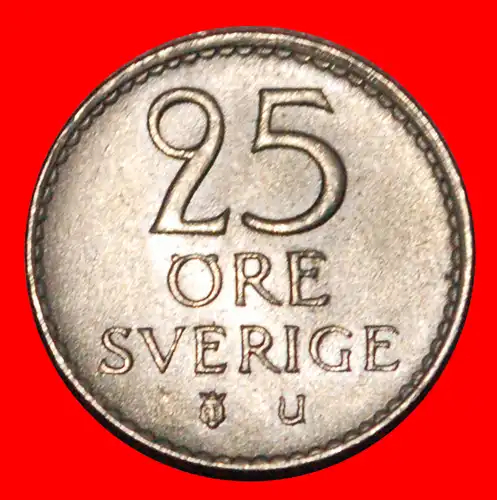 * MONOGRAMM (1962-1973): SCHWEDEN ★ 25 OERE 1963U uSTG STEMPELGLANZ! GUSTAV VI. ADOLF (1950-1973) * MONOGRAM): SWEDEN ★