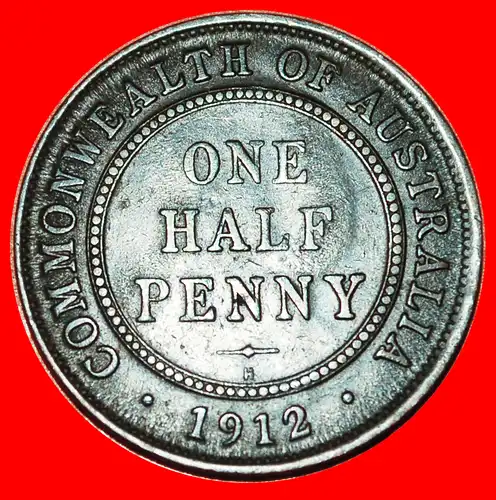 * GROSSBRITANNIEN: AUSTRALIEN ★ 1/2 PENNY 1912H! GEORG V. (1911-1936)  * GREAT BRITAIN: AUSTRALIA ★