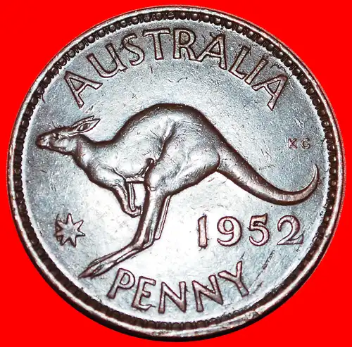 * GEORG VI. (1937-1952): AUSTRALIEN ★ 1 PENNY 1952 MELBOURNE! KÄNGURU RECHT!   * KANGAROO RIGHT: AUSTRALIA ★ 