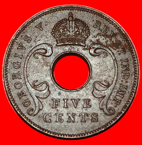 ~ GROSSBRITANNIEN (1921-1936): OSTAFRIKA ★ 5 CENT 1922! GEORG V. (1911-1936) ~ GREAT BRITAIN (1921-1936): EAST AFRICA ★