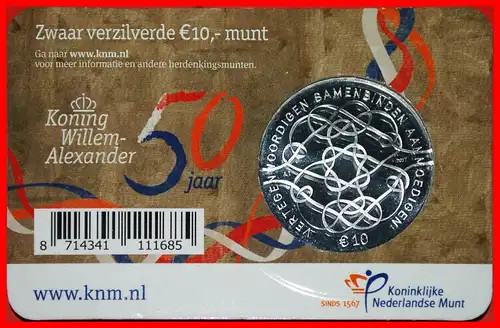 * WILLEM-ALEXANDER 1967-2017: NIEDERLANDE ★ 10 EURO 2017 STG STEMPELGLANZ! SELTEN!  *  NETHERLANDS ★ SILVER PLATED! SCARCE!