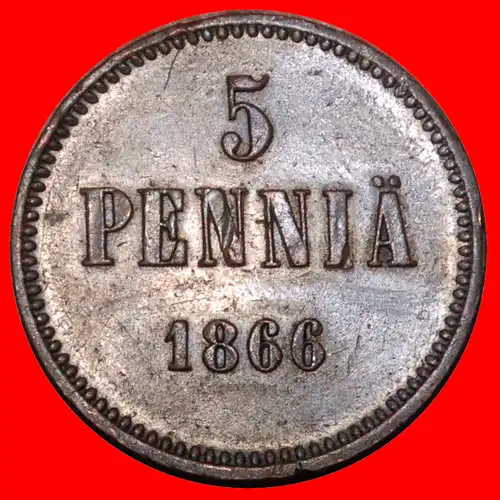 * VERÖFFENTLICHT: FINNLAND (russland, künftig die UdSSR) ★ 5 PFENNIG 1866 uSTG! TYPE 1865-1875! * PUBLISHED: FINLAND (russia, the USSR in future) ★