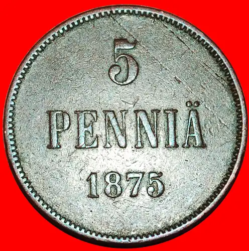 * TYP 1865-1875: FINNLAND (russland, künftig die UdSSR) ★ 5 PFENNIG 1875! ALEXANDER II. (1855-1881)!  * FINLAND (russia, the USSR in future) ★