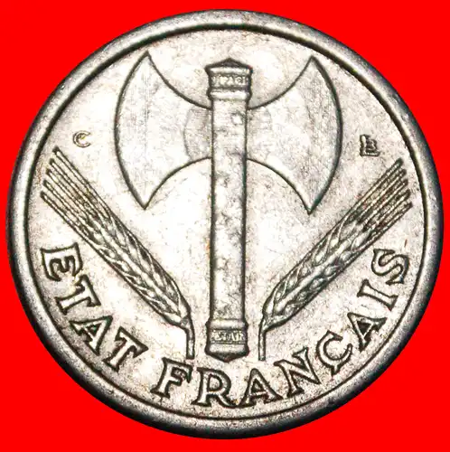 * VICHY BESETZUNG DURCH DEUTSCHLAND (1942-1945): FRANKREICH ★ 1 FRANC 1944C! BEIDE BEKANNTEN SORTEN! * VICHY OCCUPATION BY GERMANY: FRANCE ★ 1 FRANC 1944C BOTH KNOWN VARIETIES!