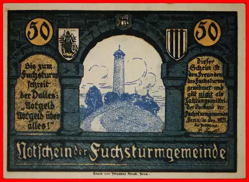 * THÜRINGEN: DEUTSCHLAND JENA ★ 50 PFENNIG 1921 uKFR KNACKIG! BIER BIER BIER! * THURINGIA: GERMANY ★  