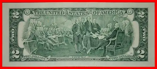 * JEFFERSON (1801-1809): USA ★ 2 DOLLAR 2003! UNABHÄNGIGKEITSERKLÄRUNG 1976-2017! KFR KNACKIG! * JEFFERSON: USA ★ 2 DOLLARS 2003! DECLARATION OF INDEPENDENCE